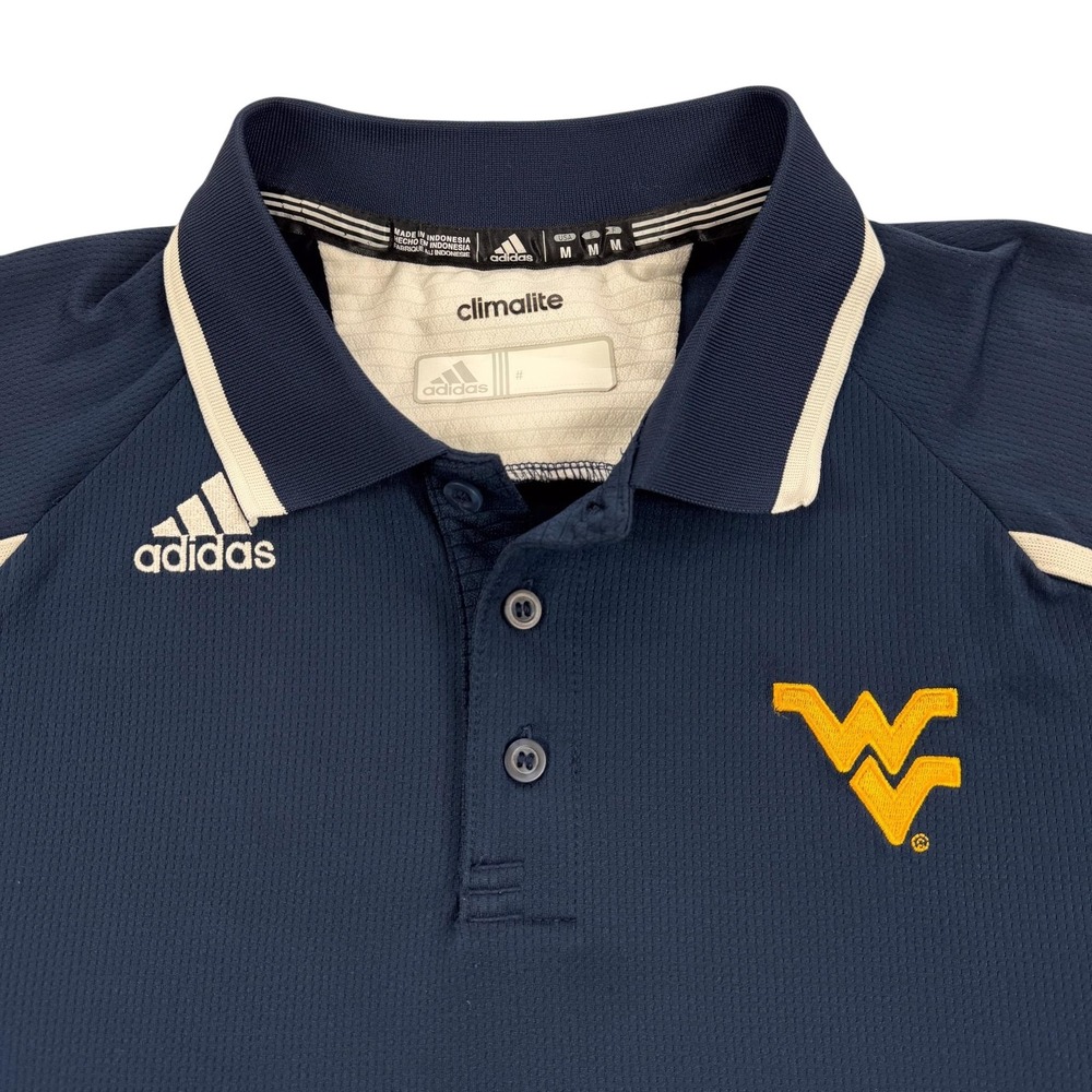 West Virginia Mountaineers Polo Shirt Mens Medium NCAA Football Adidas Climalite